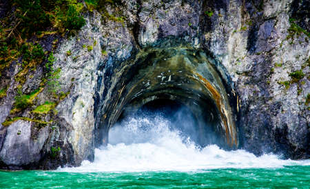 closeup of an old tunnel