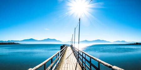 scenery at lake chiemsee - bavaria - germanyの写真素材