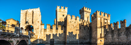 old castle at sirmione in italy - castello scaligero - photographed on public ground