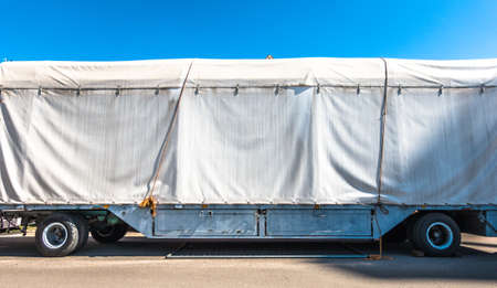 old trailer at a construction siteの写真素材
