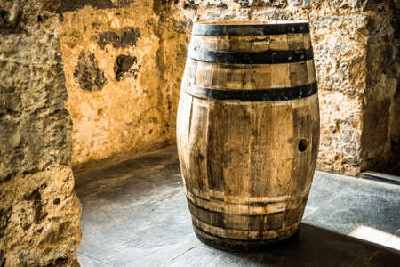 old wooden wine cask at a farmhouse