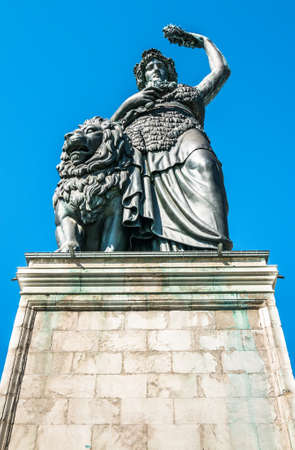 famous statue of bavaria at the theresienwiese in munich - germanyの写真素材