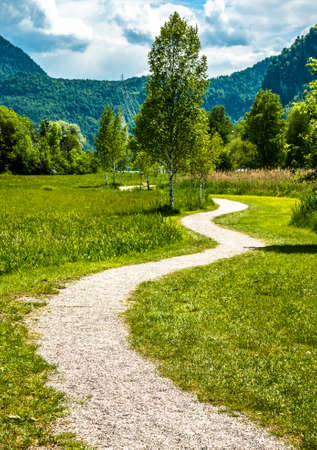 old road at the european alpsの写真素材