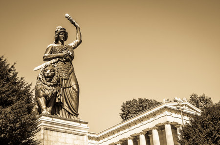 famous statue of bavaria at the theresienwiese in munichのeditorial素材