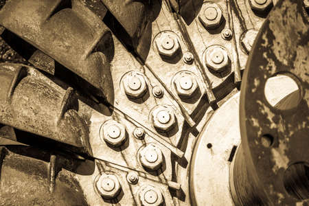closeup of an old paddle wheel