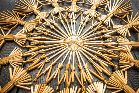 christmas decoration - straw star closeupの写真素材