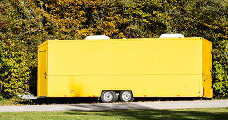 old trailer at a construction siteの写真素材