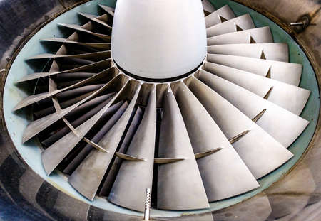 modern turbine at a planeの写真素材