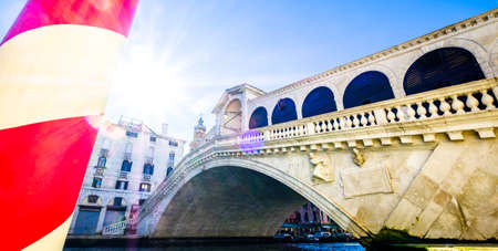 famous rialto bridge in venice - italyの写真素材