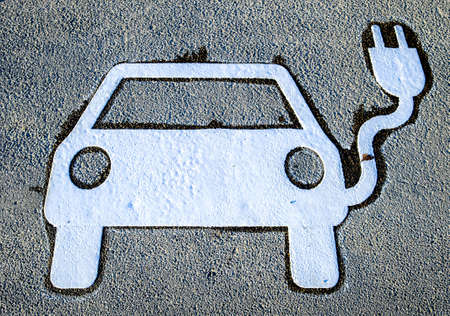 signs for a power supply for electric carsの写真素材