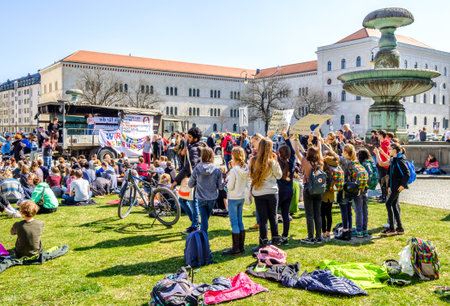 Munich, Germany - March 29: "Fridays for Future" protest - Participants protesting against climate policy every Friday in Munich on March 29,2019のeditorial素材