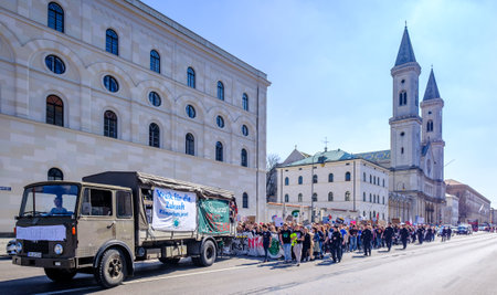 Munich, Germany - March 29: "Fridays for Future" protest - Participants protesting against climate policy every Friday in Munich on March 29,2019のeditorial素材