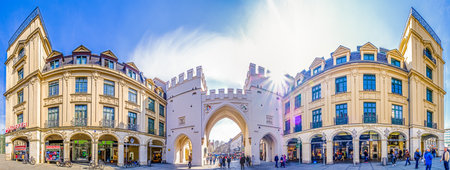 Munich, Germany - April 2: famous neuhauser street (shopping street) in the downtown of munich on apil 2, 2019のeditorial素材