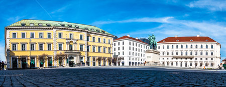 Munich, Germany - March 6: famous Wittelsbacher Platz at the Brienner Strasse in the old town of munich on March 6, 2019のeditorial素材