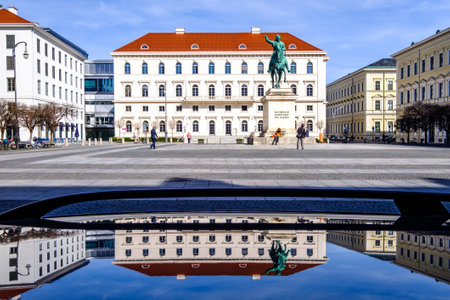 Munich, Germany - March 6: famous Wittelsbacher Platz at the Brienner Strasse in the old town of munich on March 6, 2019のeditorial素材