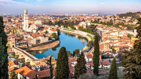 famous old town of verona in italyの写真素材