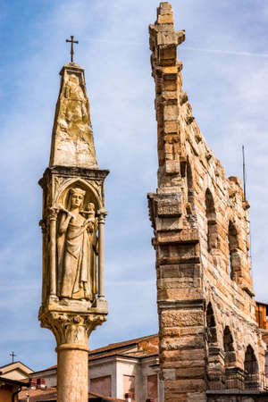 famous old town of verona in italyの写真素材