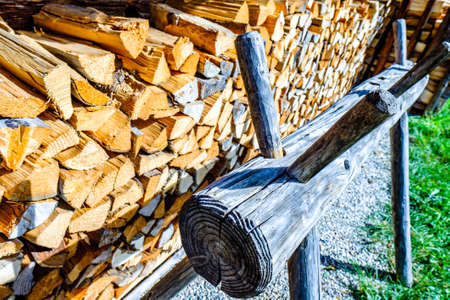 firewood at a farm - nice backgroundの写真素材