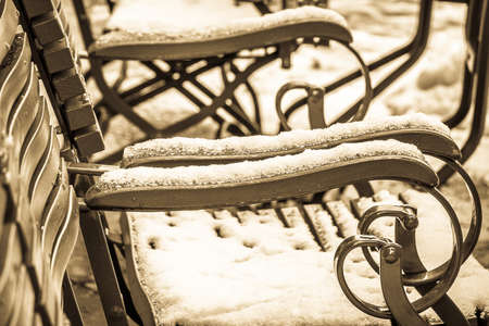 sidewalk cafe - table and chairsの写真素材