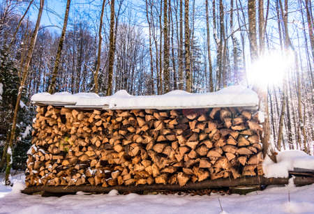 firewood at a farm - nice backgroundの写真素材