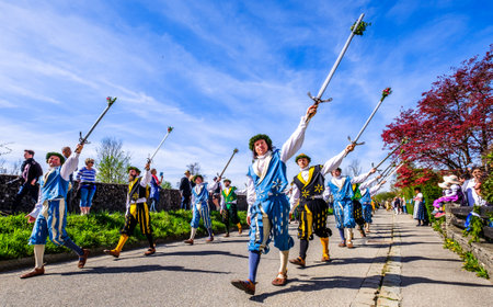Traunstein, Germany - April 22: participants at the traditional horse procession while the famous...
