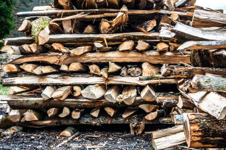 firewood at a farm - nice backgroundの写真素材