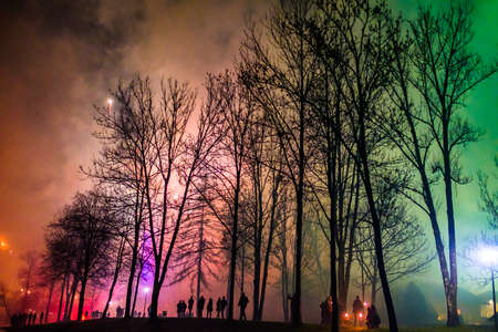 fireworks at a river - photoの写真素材