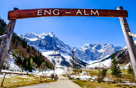 karwendel mountains in austria - small valley called eng alm
