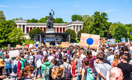 Munich, Germany - May 24: "Fridays for Future" protest - Participants protesting against climate policy every Friday in Munich on the Theresienhohe on May 24,2019のeditorial素材