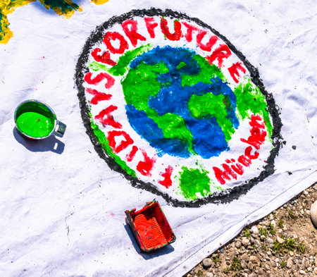 Munich, Germany - May 24: "Fridays for Future" protest - Participants protesting against climate policy every Friday in Munich on the Theresienhohe on May 24,2019のeditorial素材