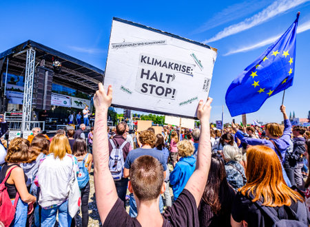 Munich, Germany - May 24: "Fridays for Future" protest - Participants protesting against climate policy every Friday in Munich on the Theresienhohe on May 24,2019のeditorial素材