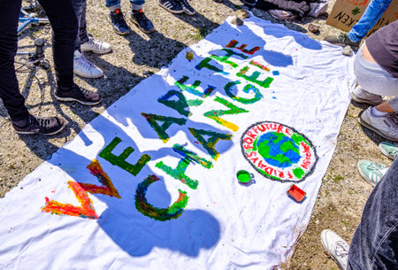 Munich, Germany - May 24: "Fridays for Future" protest - Participants protesting against climate policy every Friday in Munich on the Theresienhohe on May 24,2019のeditorial素材