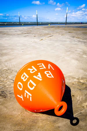 no bathing buoy in germany - translation: no bathingの写真素材