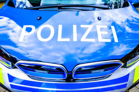 typical police vehicle in germanyの写真素材