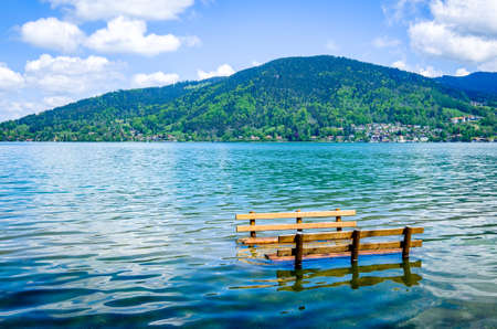 high water at the tegernsee lake - bavaria - bad wiesseeの写真素材
