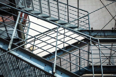 fire escape at a modern facadeの写真素材