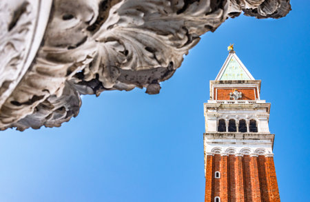 A view of the Campanile at St Mark's Square in venice - italyのeditorial素材
