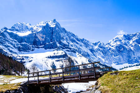 karwendel mountains in austria - small valley called eng almの写真素材