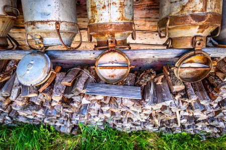 old milk cans at a farm