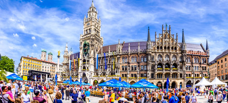 Munich, Germany - June 15: Festival at the New Town Hall at Marienplatz Square for the annual founding of the town in Munich, Bavaria, Germany on june 15, 2019.のeditorial素材