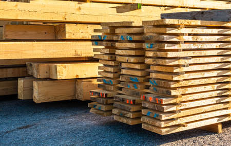 new wooden heap of planks