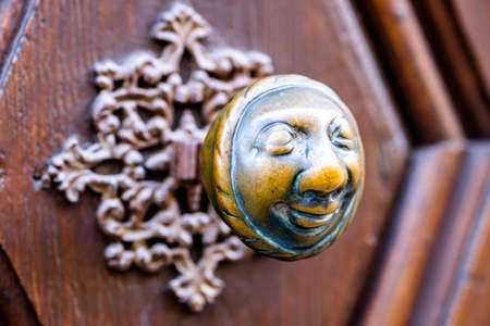 famous historic door handle in bamberg - called apfelweibla