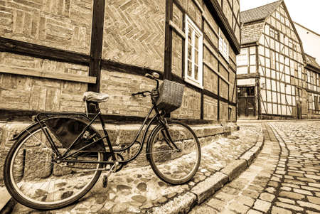 old facade in quedlinburg - germanyの写真素材