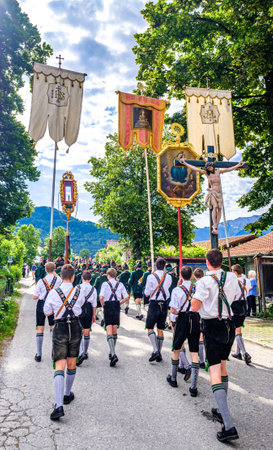 Benediktbeuern, Germany - June 20:  participants at a famous traditional bavarian corpus christi...