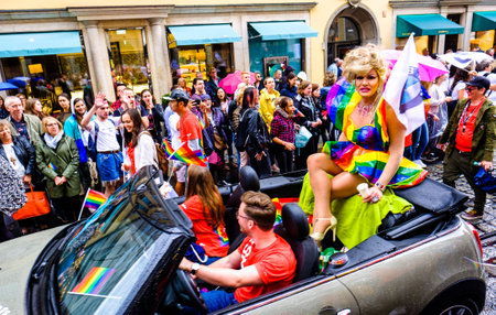 Munich, Germany - July 13: Participants and spectators at the 50th anniversary of stonewall...