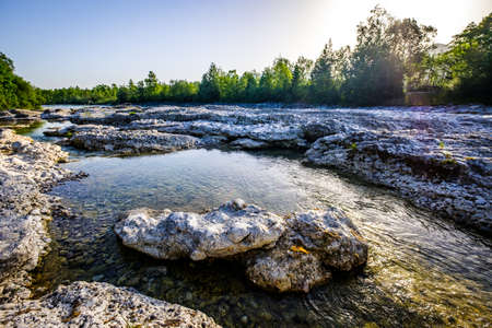 isar river near lenggries - bavariaの写真素材