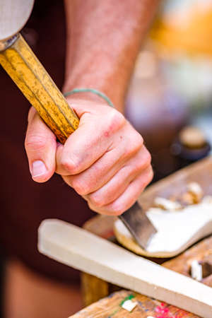 carving wood - photo - close up