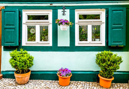 old facade in quedlinburg - germanyの写真素材