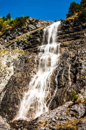 nice small waterfall at a forestの写真素材