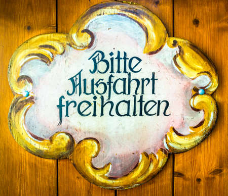 old german no parking sign - translation: keep the drive freeの写真素材